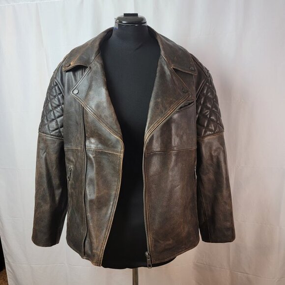 ASOS Design Oversized Biker Jacket - Real Leather with Stitch Detail - Picture 7 of 16